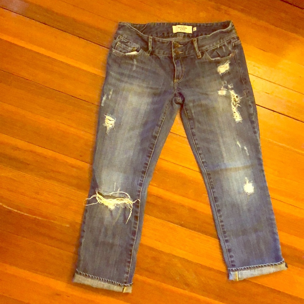 Abercrombie + Fitch Distressed Cropped Denim